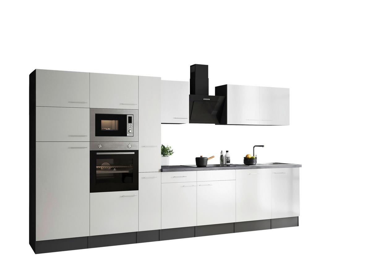 Küchenblock Oliver Grau, Weiß B: 370 Cm - Weiß/Grau, Design, Holzwerkstoff (370cm) - Respekta