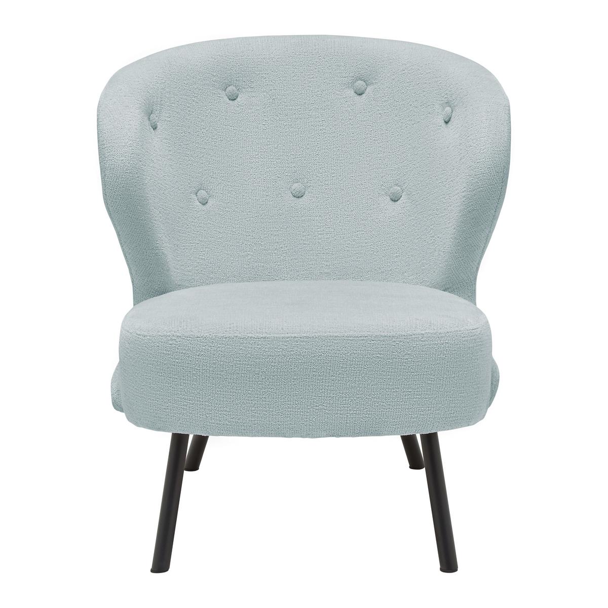 Trendové kreslo FLORIS, sivomodrá ženilka, max. 140 kg - čierna/sivomodrá, Romantik / Landhaus, kov/drevo (67/77/73cm) - Mömax