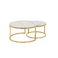 Couchtischset Joel Weiß D: 80/60 cm - Goldfarben/Weiß, Design, Stein (80/60/41/37cm) - Livetastic