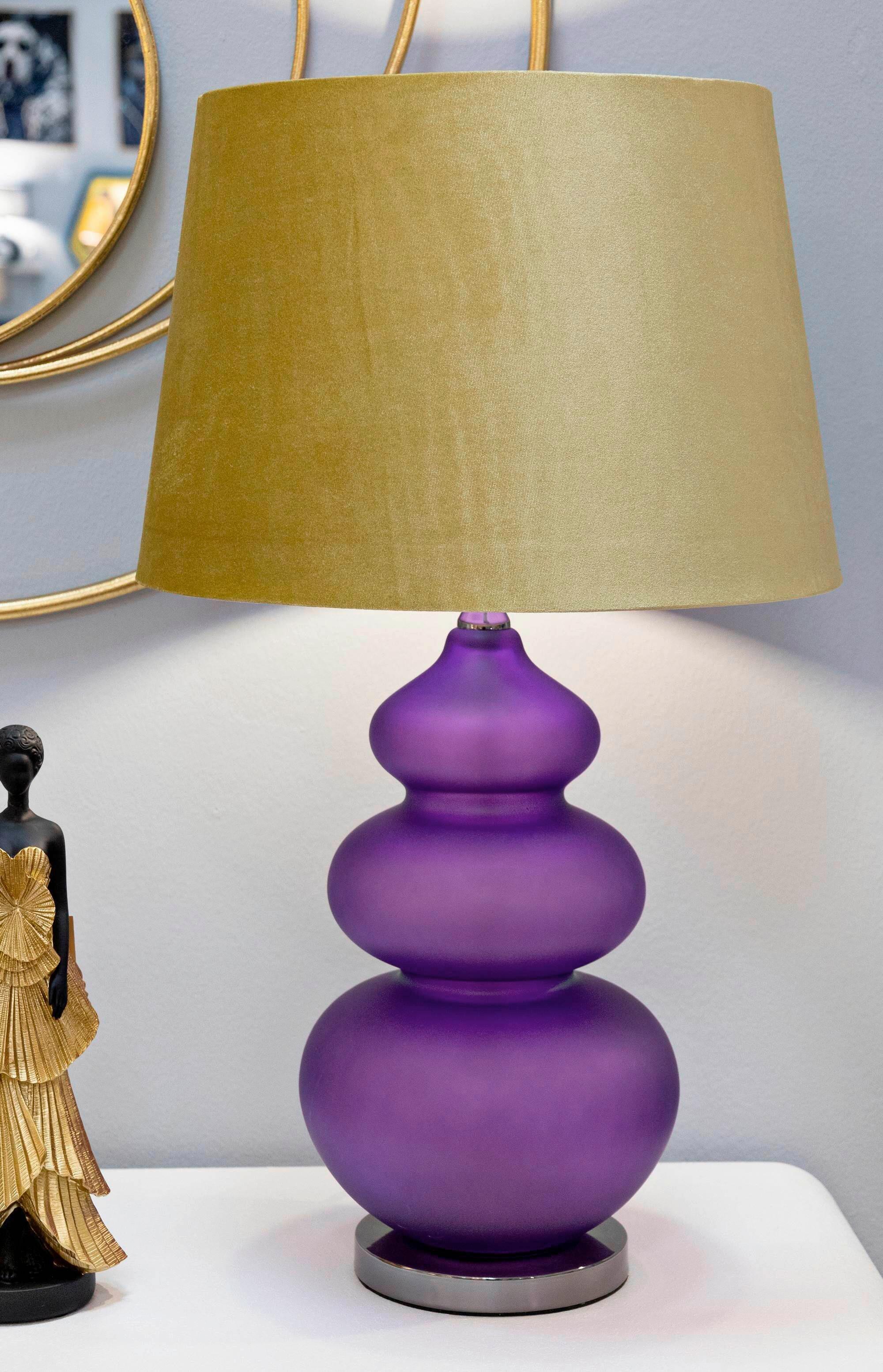 Tischleuchte Milva Three Lila, Gelb B: 40 cm - Gelb/Lila, Basics, Glas/Textil (40/70/40cm)