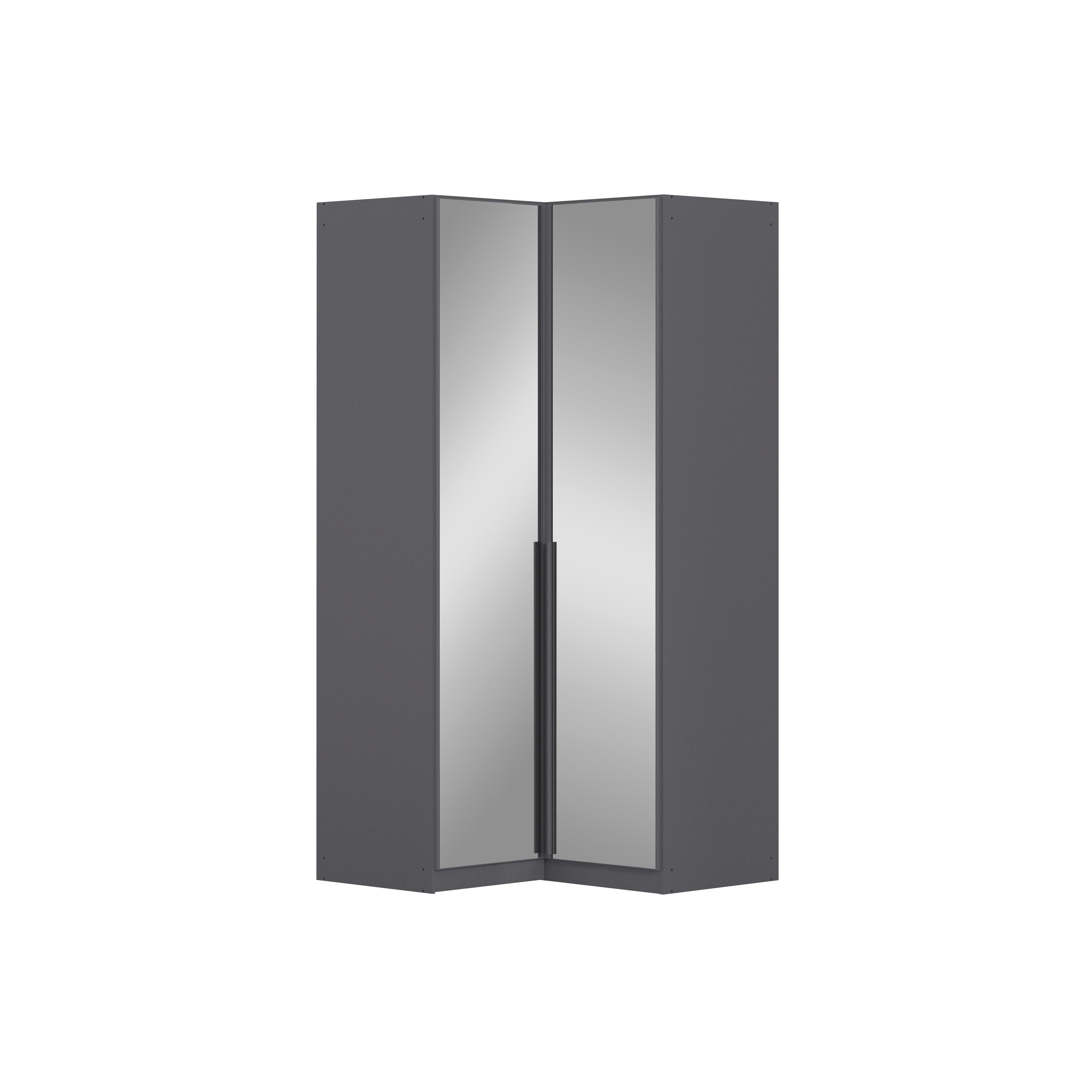 Eckkleiderschrank Alabama Grau Metallic B: 100 Cm - Grau, MODERN, Glas/Holzwerkstoff (100/229/102cm) - Rauch Möbel