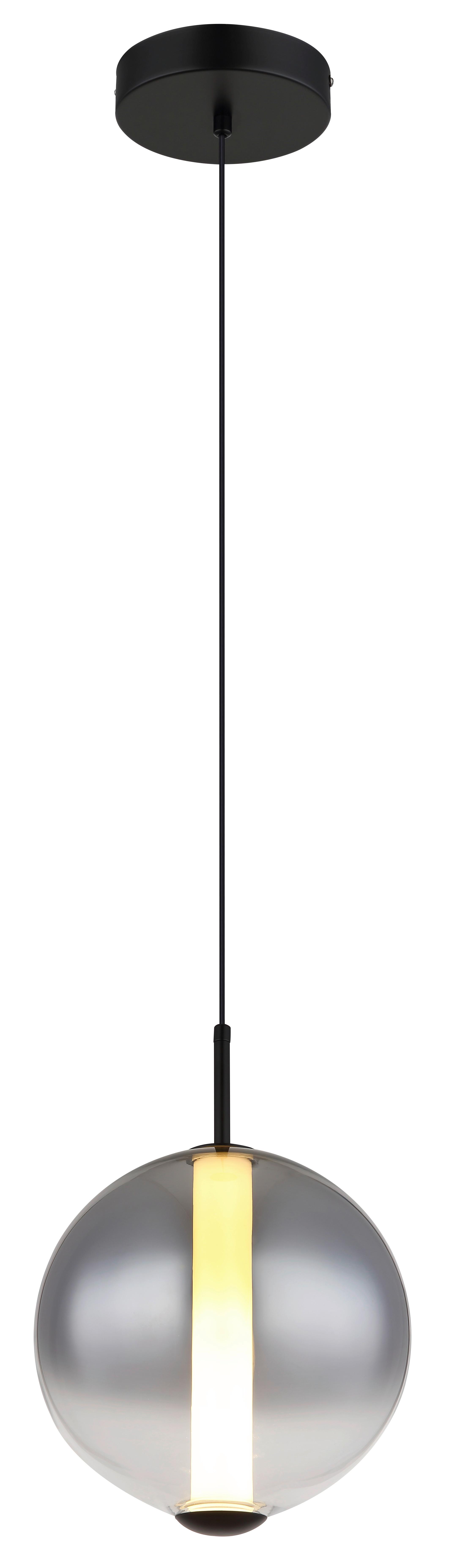 LED-Hängeleuchte Lacy Grau Schwarz Weiß D: 25 cm - Schwarz/Weiß, KONVENTIONELL, Glas/Kunststoff (25/120cm) - Globo