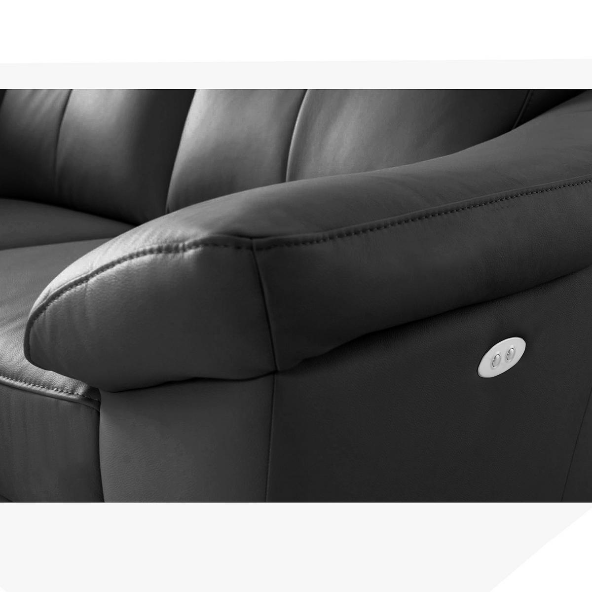 Ecksofa Luna Teilleder Schwarz 194x242 - Chromfarben/Schwarz, Design, Leder/Textil (194/242cm) - Livetastic