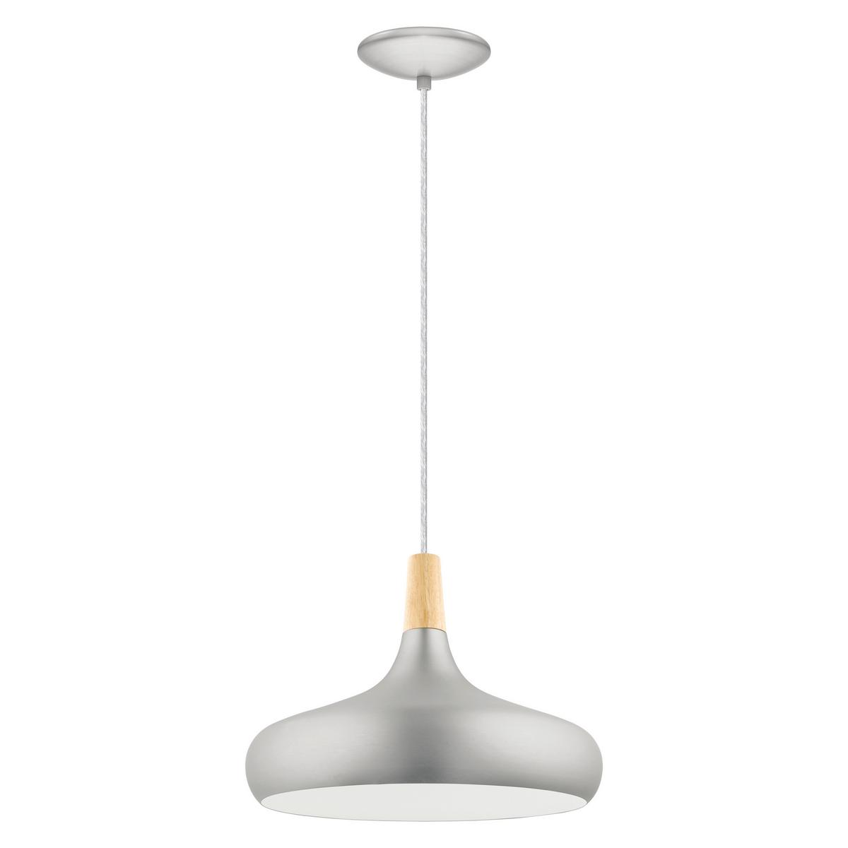 Hängeleuchte Sabinar H: 110 cm 1-Flammig, Braun/Silberfarben - Silberfarben/Braun, Design, Holz/Metall (40/110cm) - Eglo