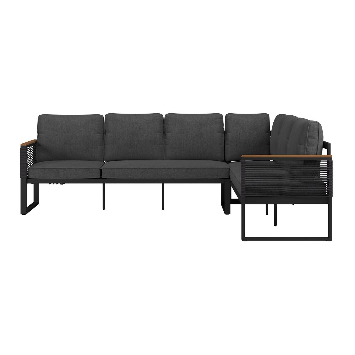 Loungegarnitur Orlando - Dunkelgrau/Naturfarben, MODERN, Glas/Kunststoff (245,5/182cm) - Beldano