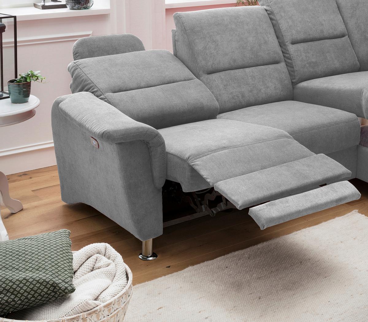 Ecksofa Parole Grau S: 231/184 Cm - Chromfarben/Grau, KONVENTIONELL, Textil (231/184cm) - Livetastic