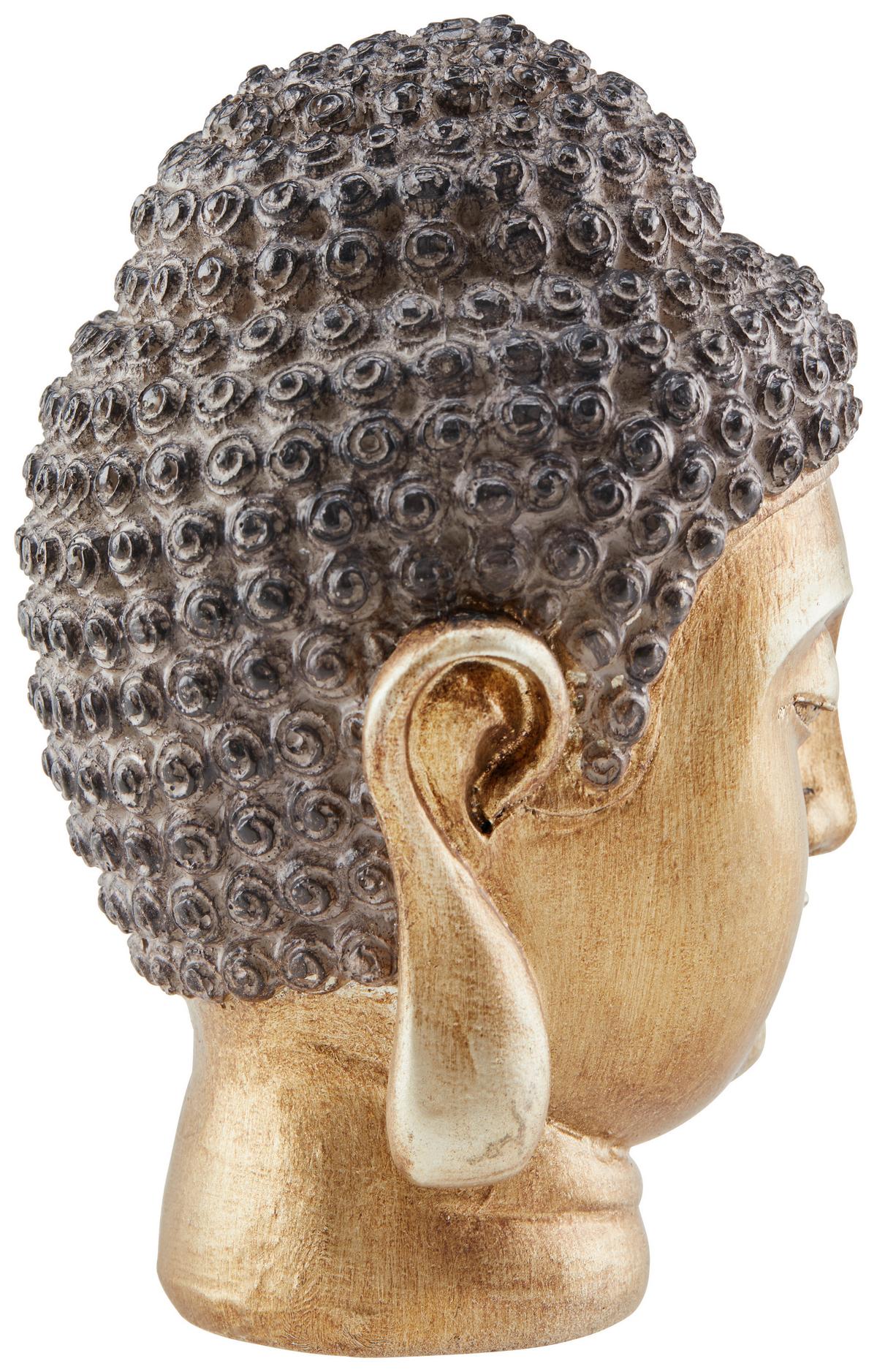 Dekofigur Buddhakopf H: 13 cm Kunststoff für In- und Outdoor - Goldfarben/Braun, LIFESTYLE, Kunststoff (8,5/13cm) - Luca Bessoni