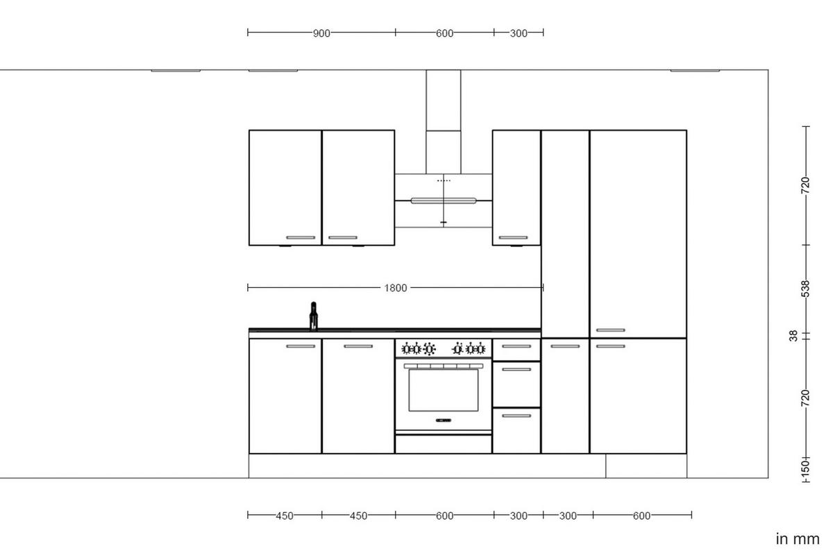 Kuchyňská linka 270 cm, minerální zelená,ultra matná - barvy dubu/černá, Moderní, kov/kompozitní dřevo (270cm) - Nobilia
