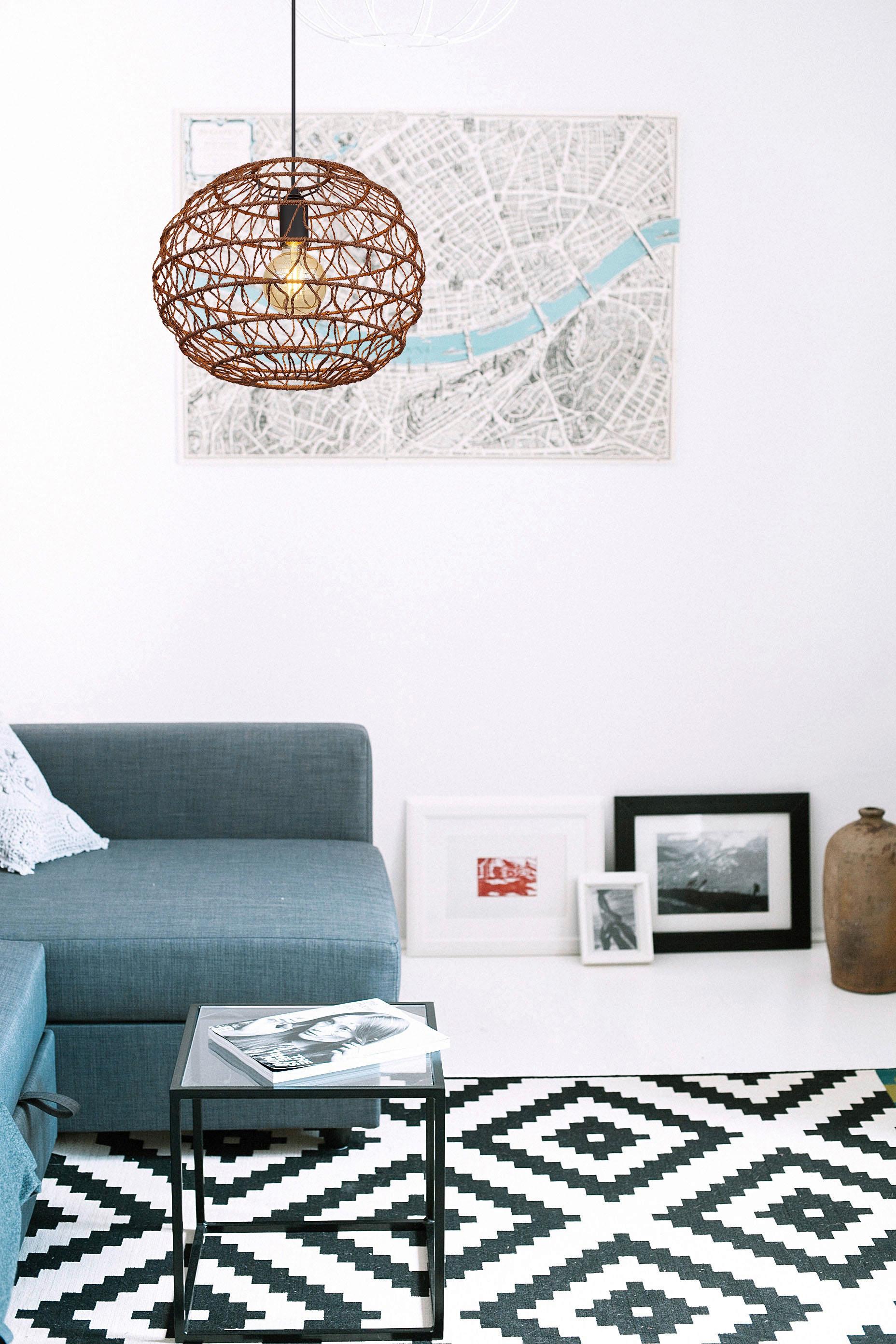 Hängeleuchte 15689h1b - Dunkelbraun/Schwarz, Natur, Papier/Kunststoff (39/120cm) - Globo