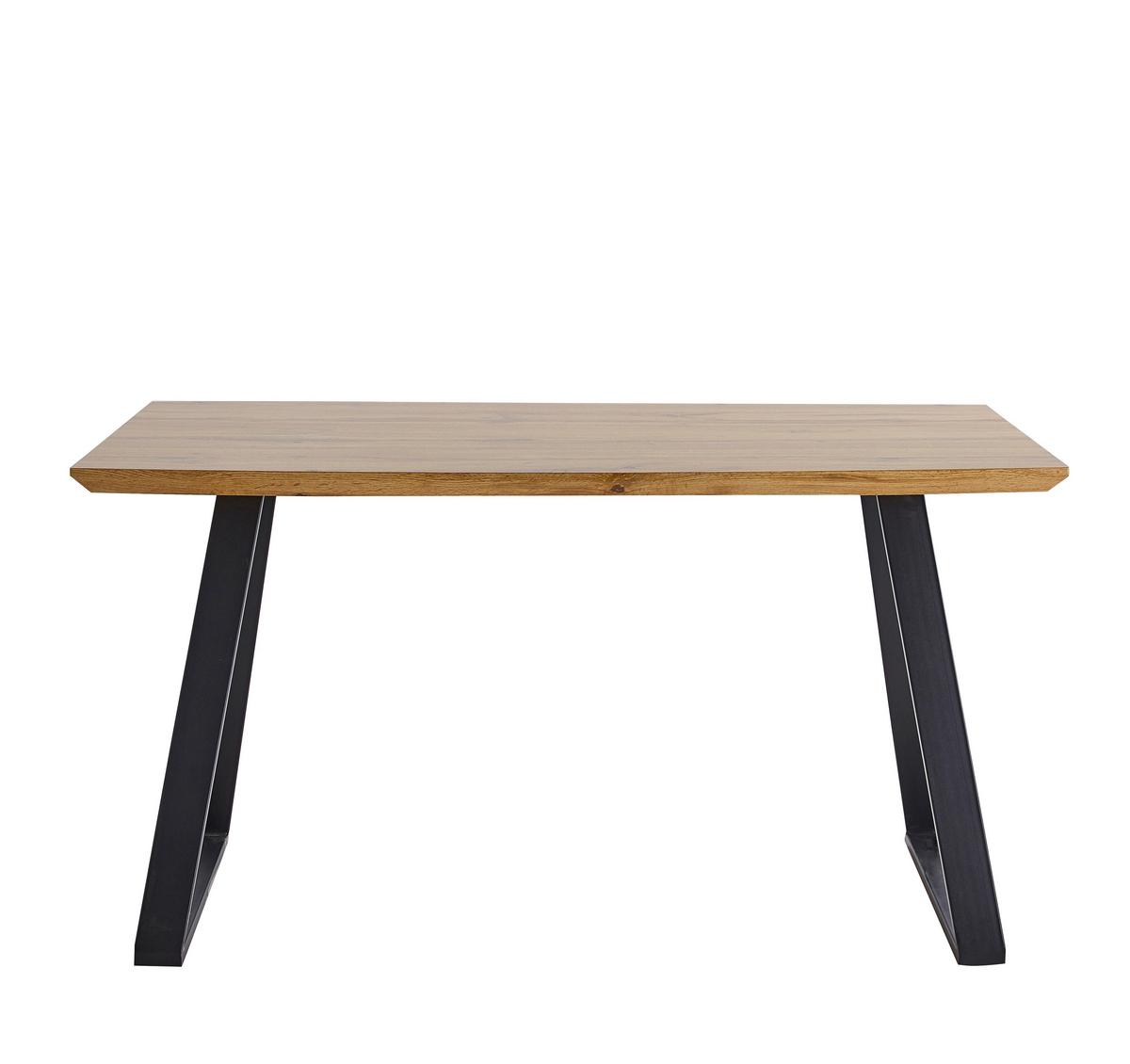 Esstisch 140x80 Eiche Dekor - Eichefarben/Schwarz, Design, Holzwerkstoff/Metall (140/80/75cm) - Livetastic