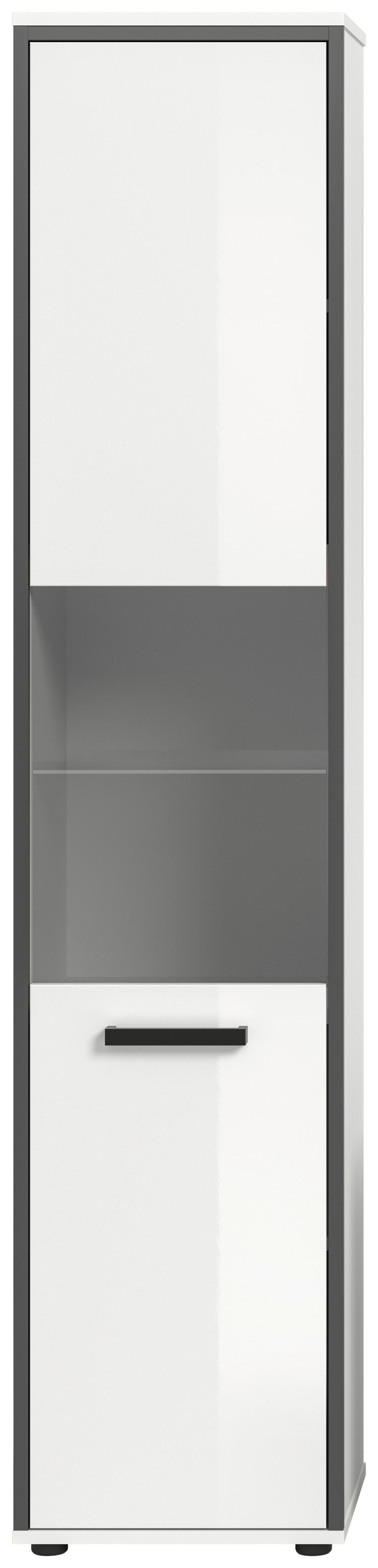 Hochschrank Kojak, Weiß Hochglanz B: 40 Cm - Weiß Hochglanz/Schwarz, MODERN, Holzwerkstoff (40/188/34cm) - MID.YOU