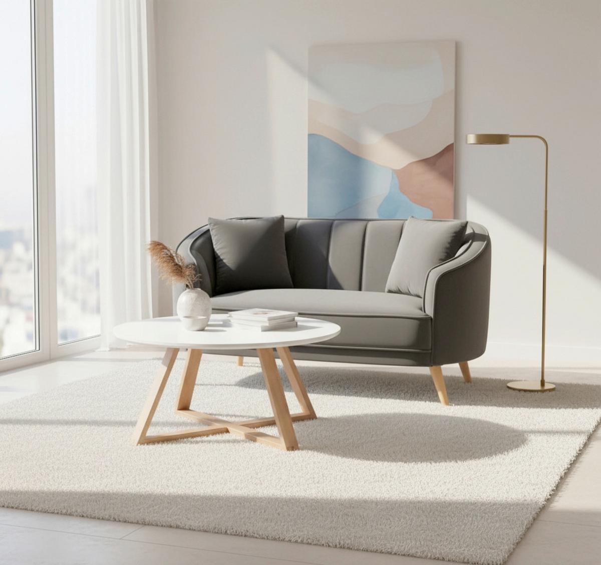 Pohovka HOPE sivá - sivá/prírodná farba, Modern, drevo/textil (141/77/73cm) - Bessagi Home