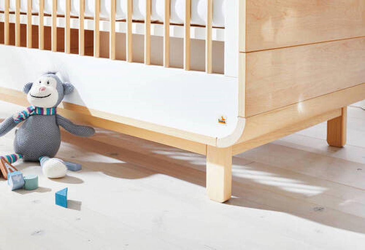 Gitterbett 110043 Round - Ahornfarben/Weiß, Design, Holzwerkstoff (145/90/75cm) - Pinolino