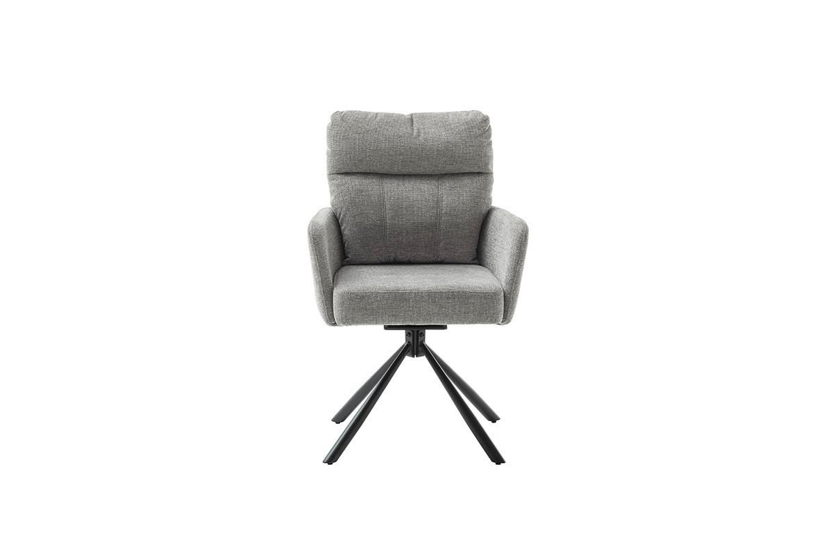 Armlehnstuhl Utica Chenille Grau 180° Drehbar - Schwarz/Grau, KONVENTIONELL, Textil/Metall (60/92/67cm)