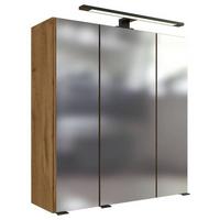 Spiegelschrank Manchester Led 3 Türen 60x64x20 cm - Eichefarben, MODERN, Glas/Holzwerkstoff (60/64/20cm) - Held