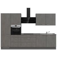 Kuchynská linka 330 cm, bridl.šedý betón/bridl.šedá - farba ušľachtilej ocele/bridlicová, Modern, kov/kompozitné drevo (330cm) - Nobilia