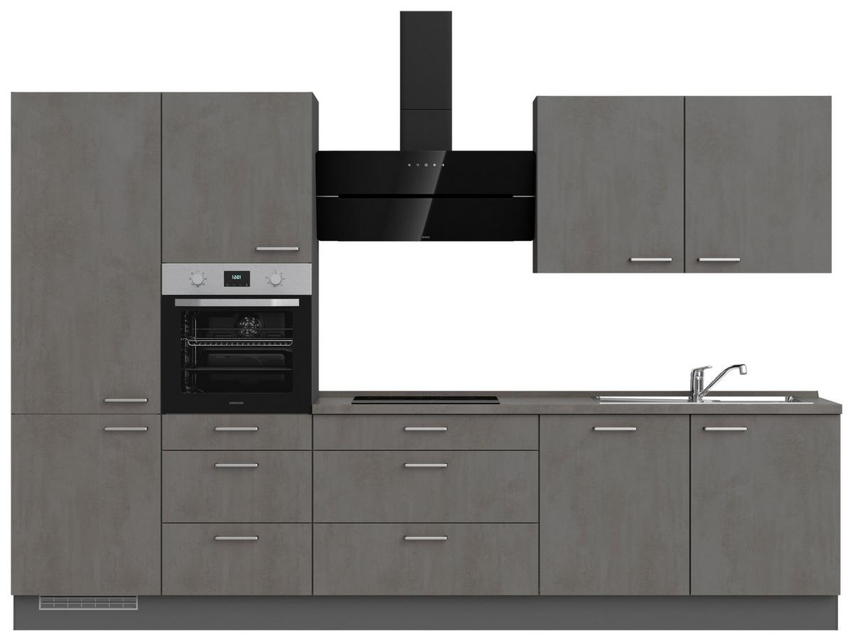 Kuchynská linka 330 cm, bridl.šedý betón/bridl.šedá - farba ušľachtilej ocele/bridlicová, Modern, kov/kompozitné drevo (330cm) - Nobilia