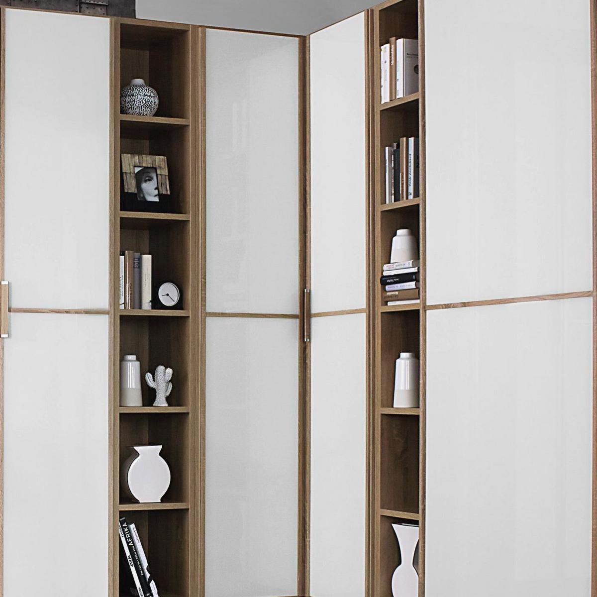 Eckschrank Mit Spiegel 271x363cm Essensa Weiß/Eichef. - Eichefarben/Weiß, Design, Holzwerkstoff (271/363cm) - Rauch Möbel