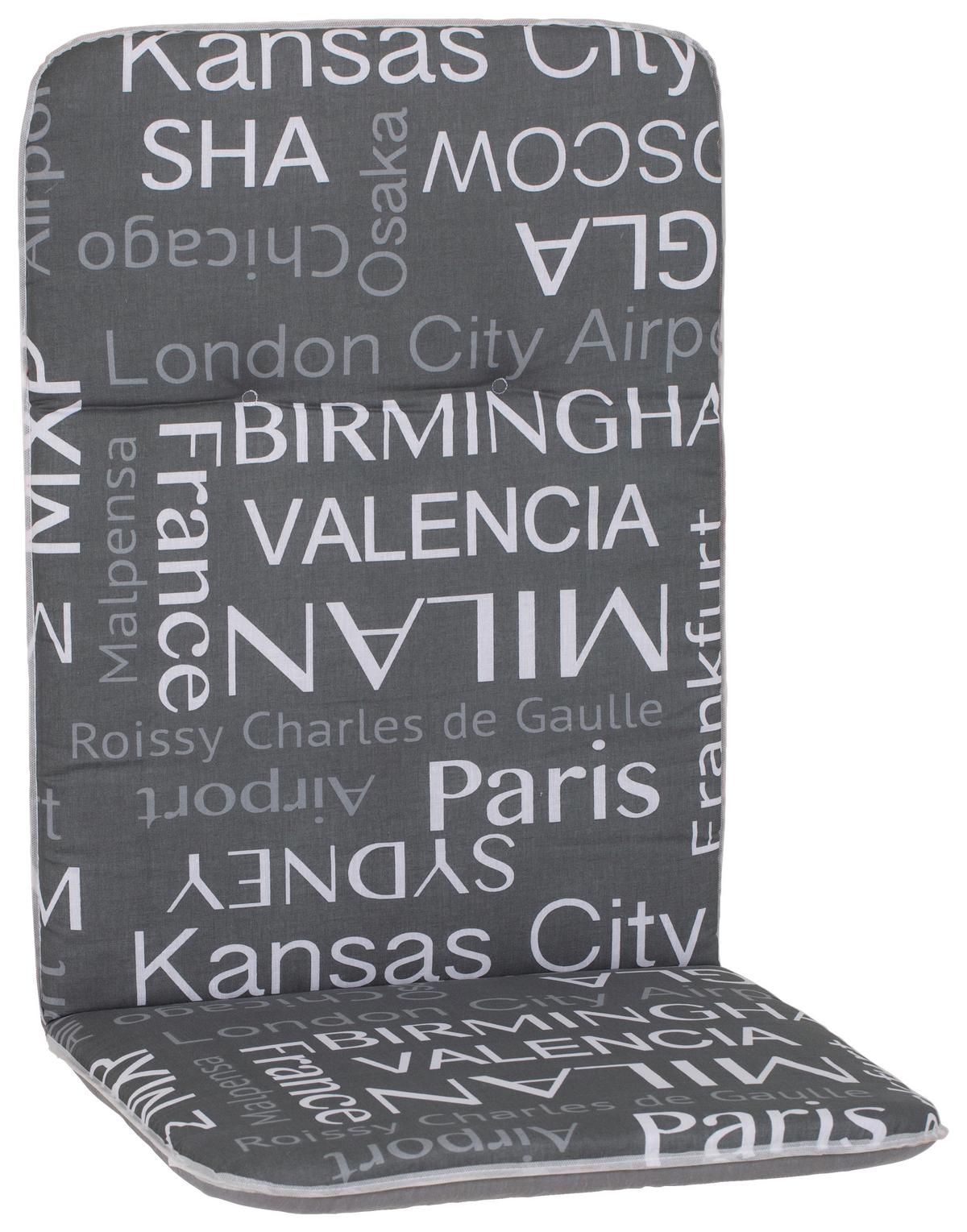 Hochlehner Wendeauflage Bali 114x47 cm Grau - Grau, Basics, Textil (114/47/5cm) - Beo