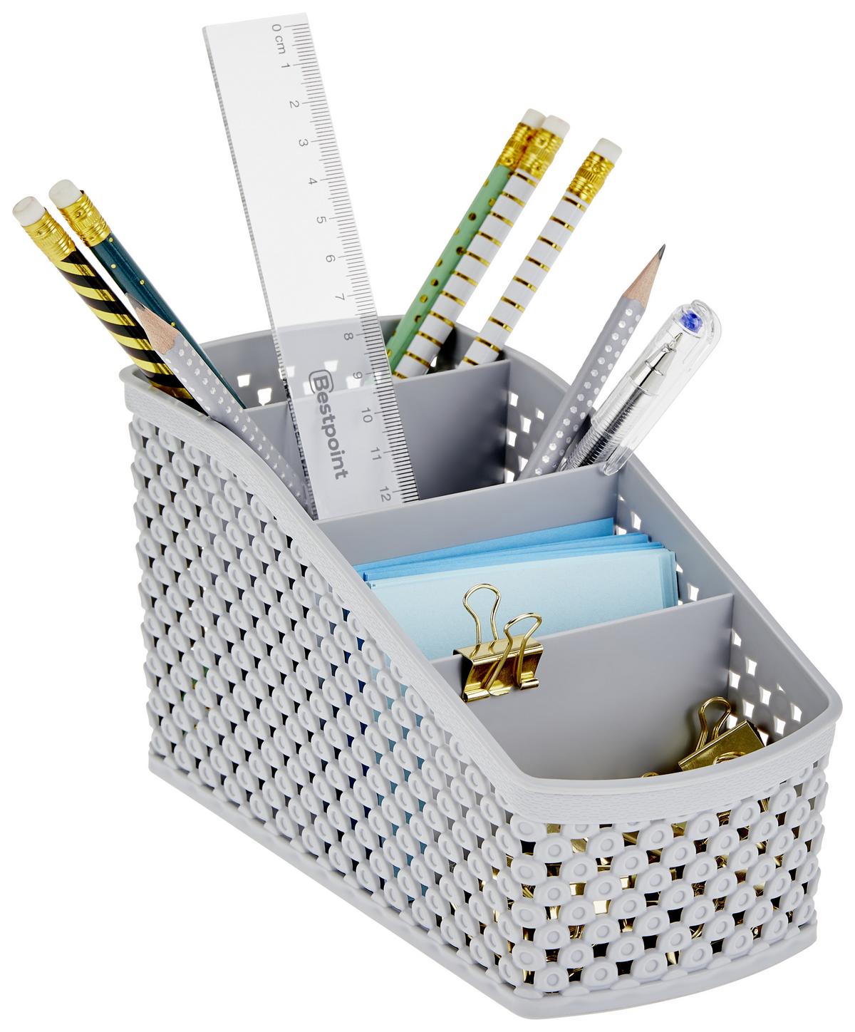 Tisch-Organizer Damond 20 cm Kunststoff Hellgrau 4 Fächer - Grau, Basics, Kunststoff (9,5/19,8/10,6cm) - Luca Bessoni