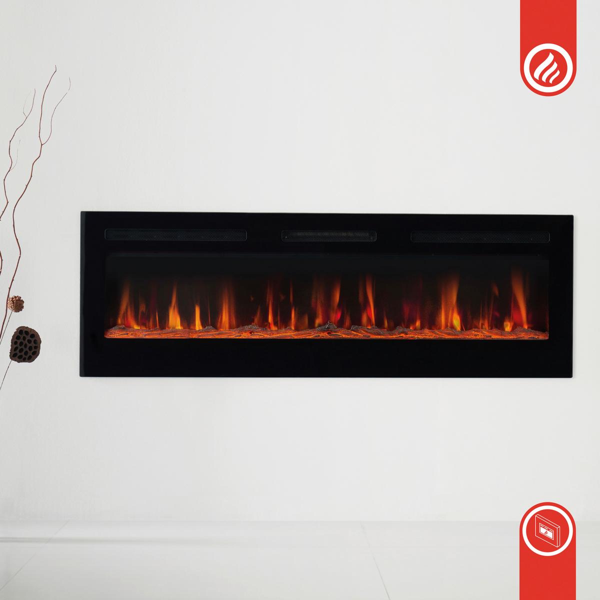 Elektrokamin Marlon - Schwarz, Basics, Glas/Metall (107,0/11,9/46,6cm)