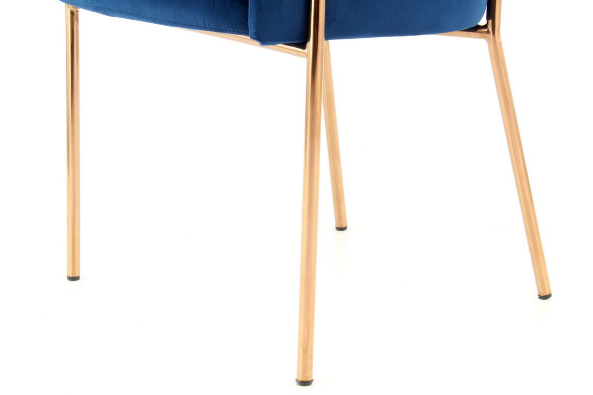 Armlehnstuhl Corey Blau / Roségold Gepolstert - Blau/Goldfarben, MODERN, Holz/Kunststoff (58/79/57cm) - Kayoom