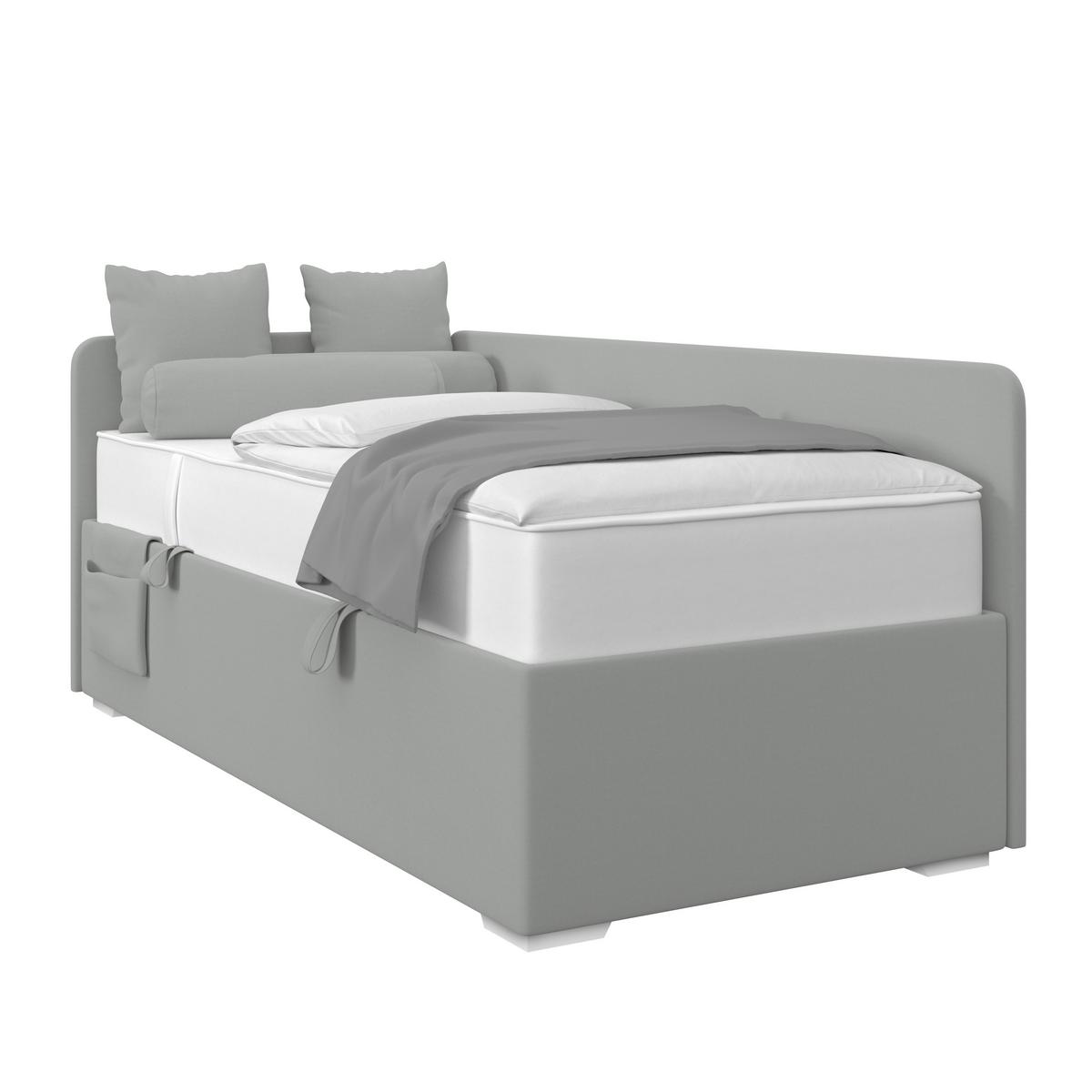 Kárpitozott Ágy Remi 90/200cm - világosszürke/ezüstszínű, Modern, textil/fa (90/200cm)