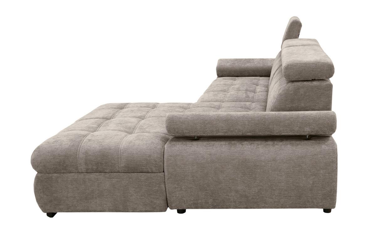 Rohová sedačka VEGAS, pravá, šedohnědá žinylka - černá/šedohnědá, Design, dřevo/textil (294/173cm)