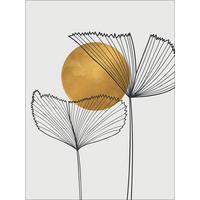 Dekopaneel Leaves In The Sun I - Goldfarben/Grau, Basics, Papier/Holzwerkstoff (30/40/1,20cm)