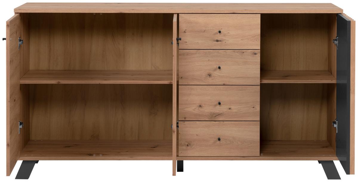 Sideboard Mit Einlegeböden 160 Cm Medan Anthrazit/eiche Dekor - Anthrazit/Eiche Artisan, LIFESTYLE, Holzwerkstoff (160/85/40cm) - MID.YOU