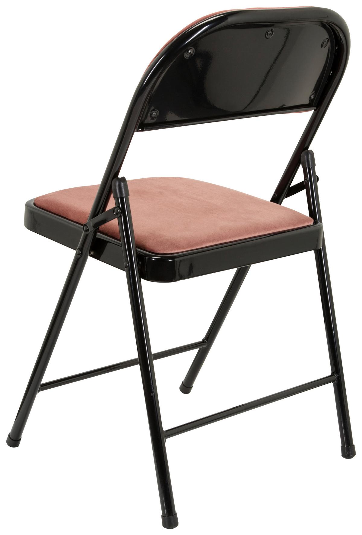 Klappstuhl Tudela I Rosa/Schwarz Samt - Schwarz/Rosa, Basics, Textil/Metall (44/80/49cm) - MID.YOU