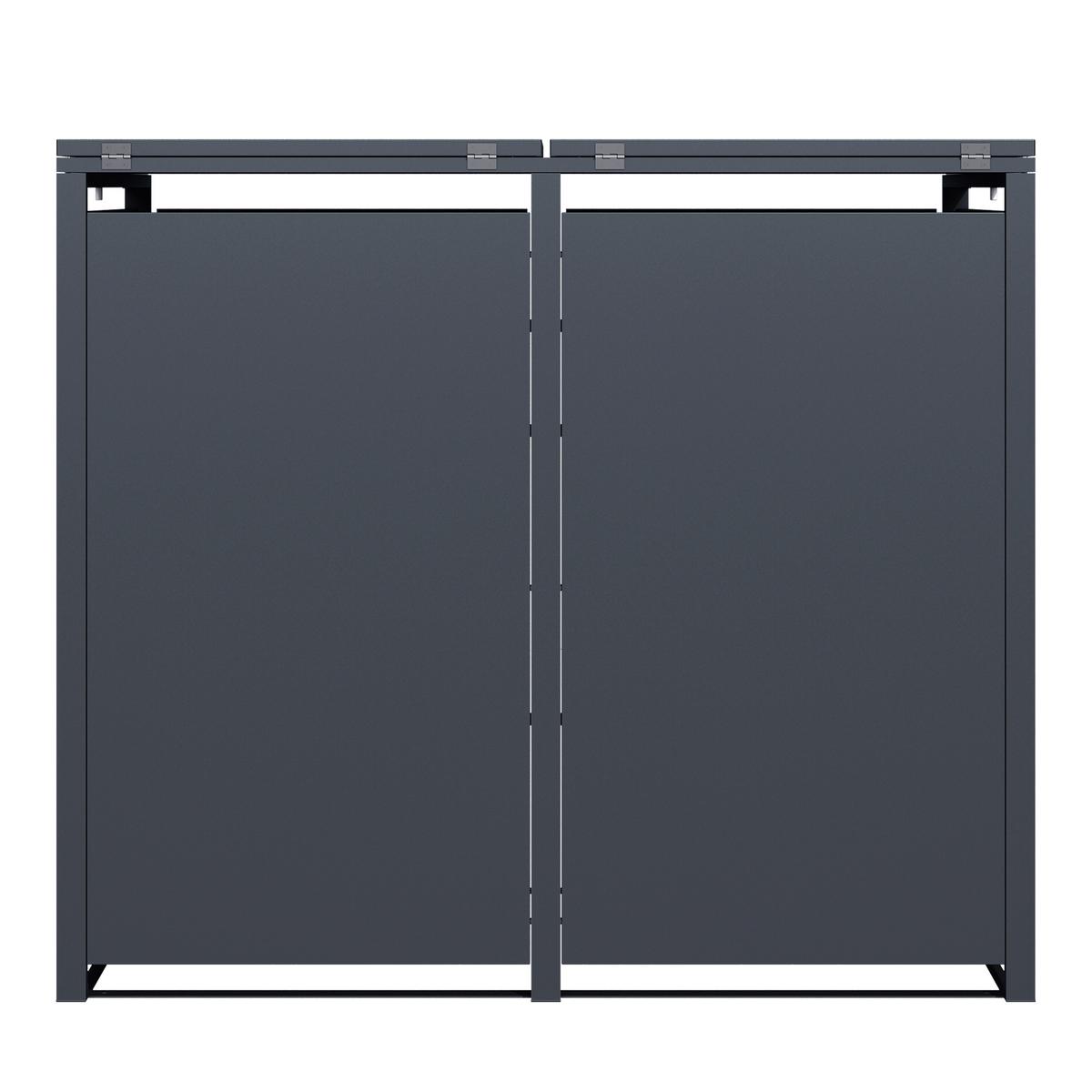 Aufbewahrungsbox Lucas 2x240 Liter - Anthrazit, Basics, Metall (132/80/116cm) - Ambia Garden