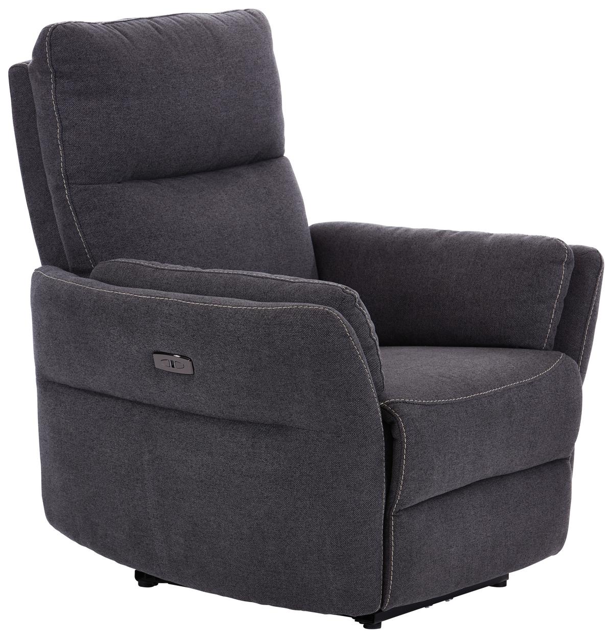 Relaxsessel Elektrisch Redon Stoffbezug Dunkelgrau - Dunkelgrau, Design, Textil/Metall (91/102-81/90-158cm) - Luca Bessoni