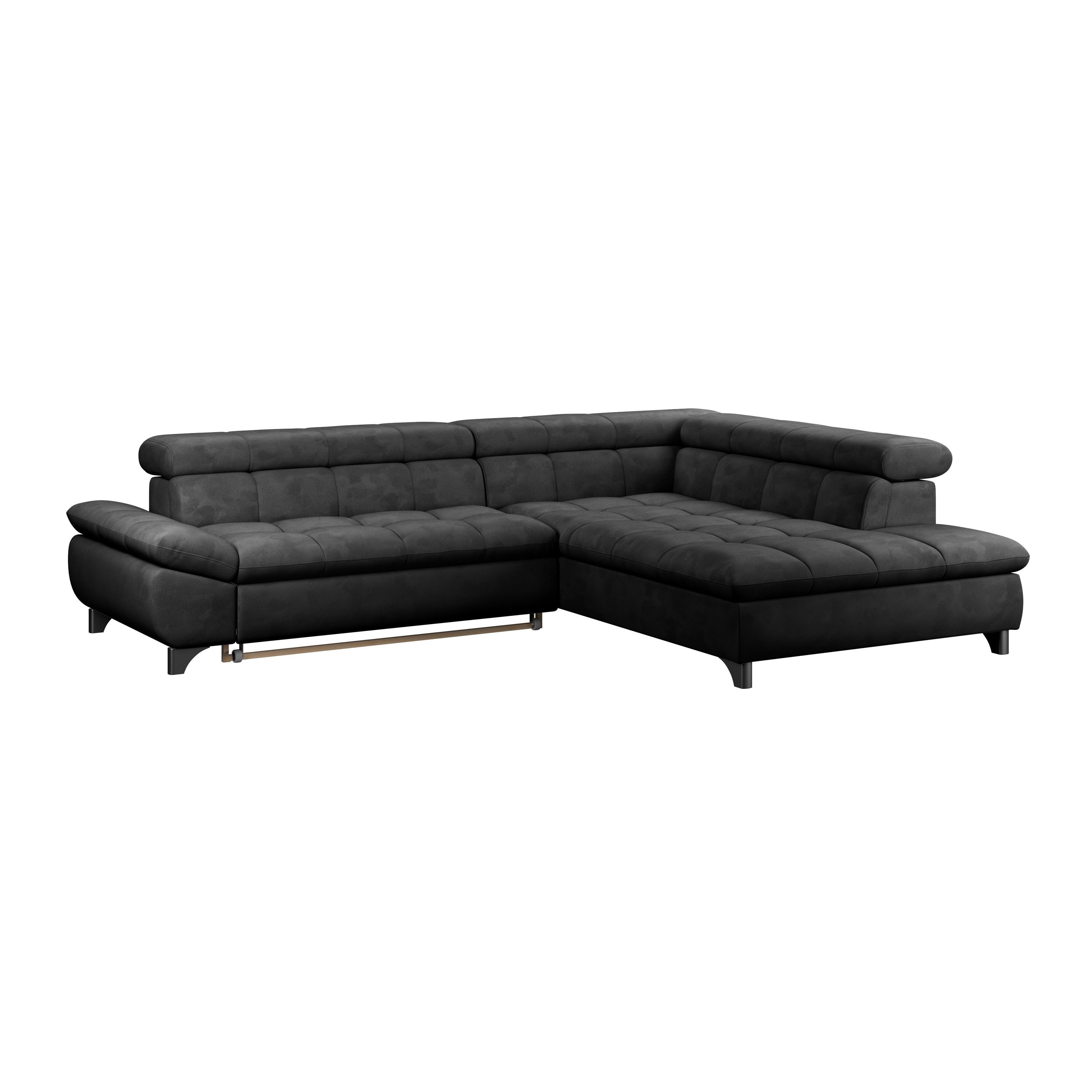 Ecksofa Gemini Schwarz, B: 312cm - Chromfarben/Anthrazit, KONVENTIONELL, Textil (312/234cm)