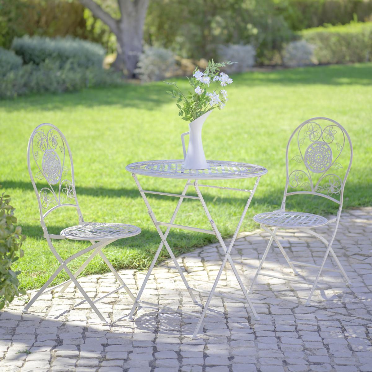 Balkonmöbel Set Malta Aus Eisen - Weiß, MODERN, Metall - Ondega