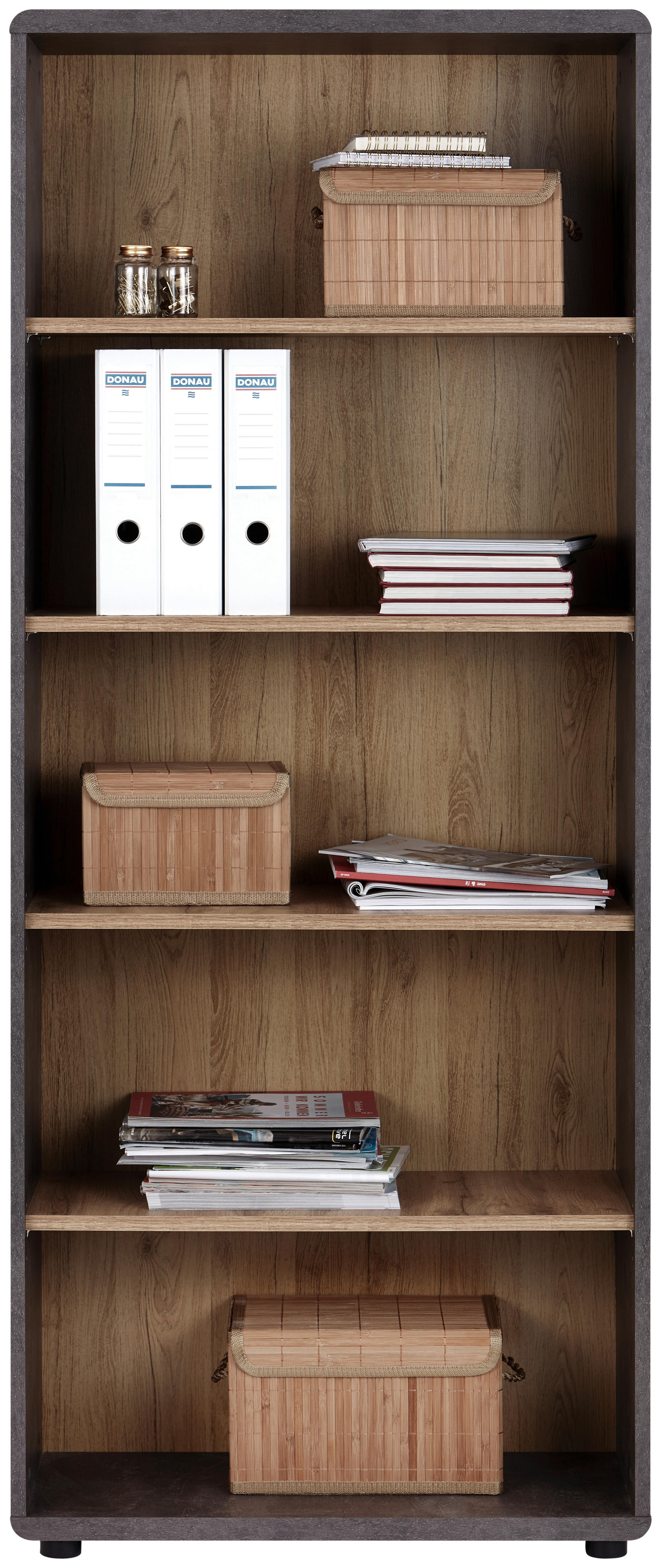 Aktenregal Fontana Eiche Dekor/Betonoptik B: 75 cm - Eichefarben/Dunkelgrau, MODERN, Holzwerkstoff (75/184,7/35cm)
