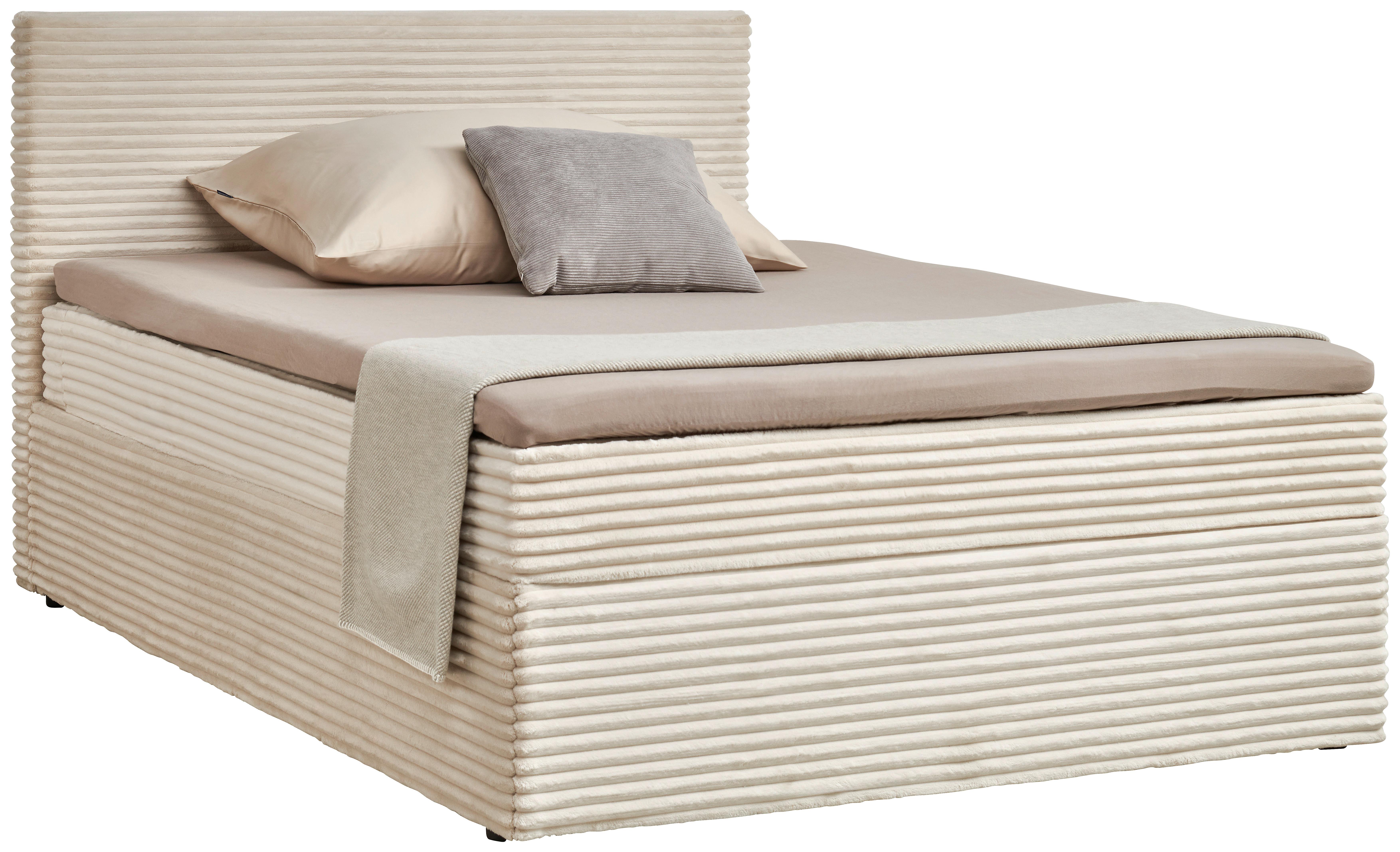 Boxbett mit Topper 140x200 Cordoba - Creme/Schwarz, Basics, Holz/Textil (140/200cm) - Livetastic