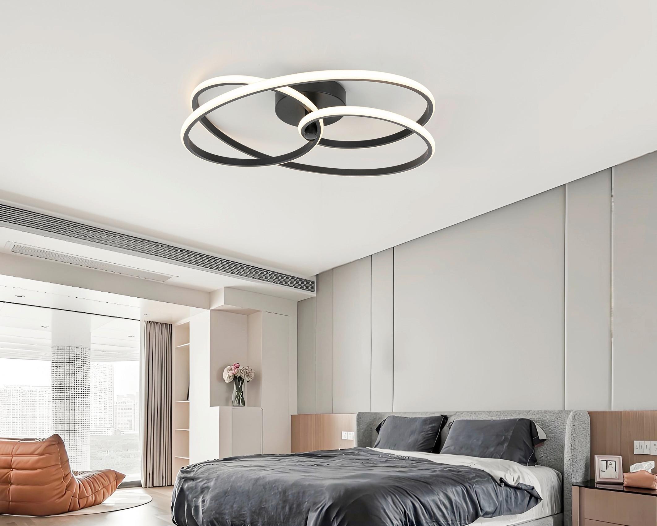 STROPNÉ LED SVIETIDLO MOFER - čierna, Modern, kov/plast (50/13cm) - Premium Living