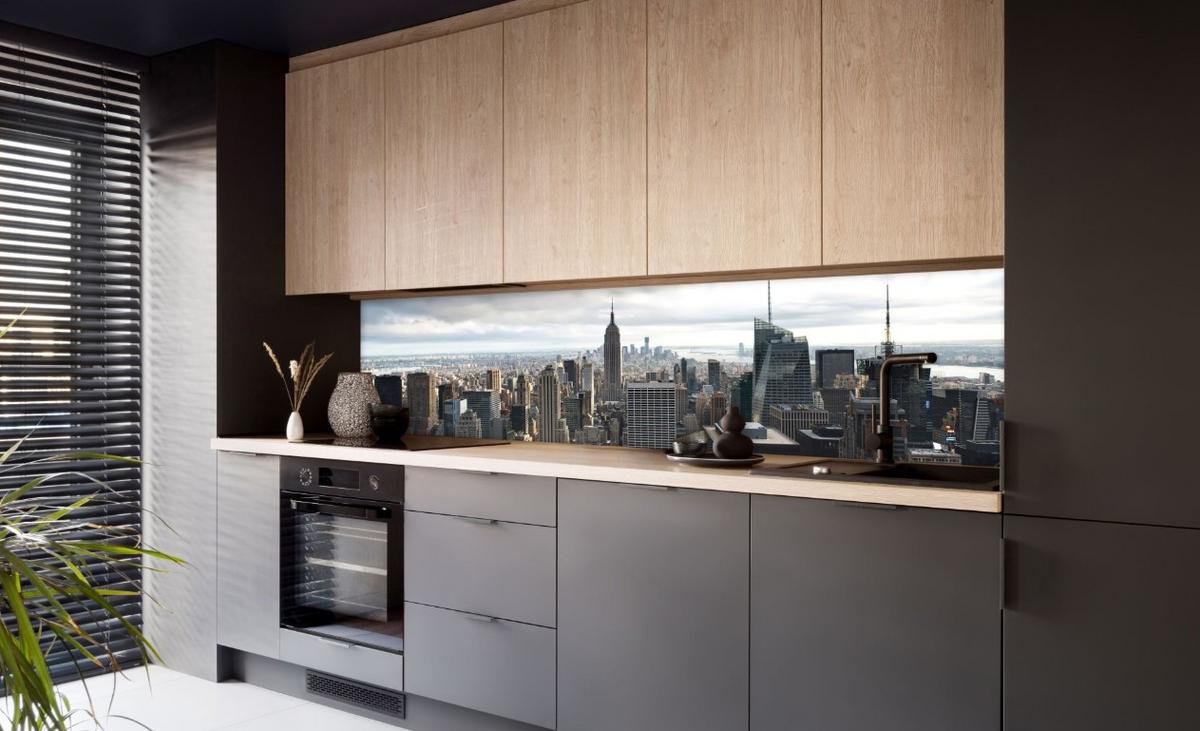 Nischenverkleidung M059sg - Blau/Gelb, MODERN, Kunststoff (220/56/0,6cm) - Fani