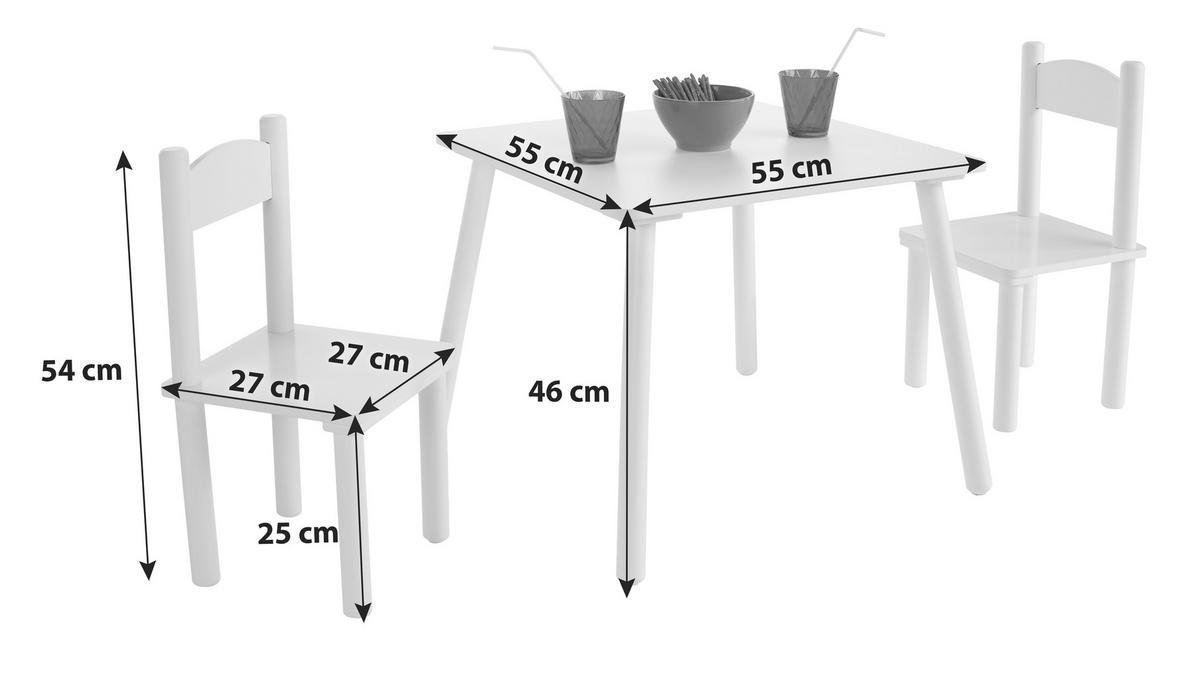 Kindersitzgruppe Bambini Weiß 3--teilig. - Weiß, MODERN, Holz/Holzwerkstoff - P & B