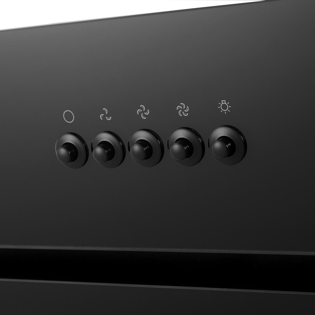 Kopffreihaube Respekta Svea Edelstahl/Glas Schwarz B: 60cm - Schwarz, Trend, Glas/Metall (60/73,9-111,9/34cm) - Respekta