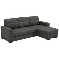 Eckschlafsofa Mediolan Graphitfarben S: 240x160 cm - Schwarz/Graphitfarben, Design, Textil (240/160cm) - Livetastic