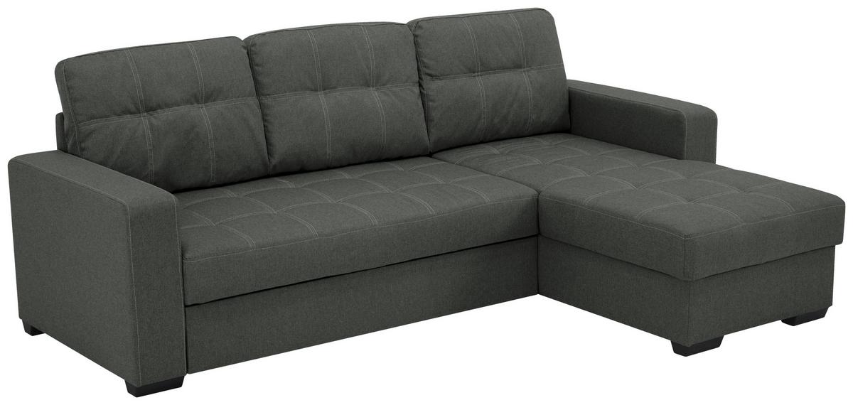 Eckschlafsofa Mediolan Graphitfarben S: 240x160 cm - Schwarz/Graphitfarben, Design, Textil (240/160cm) - Livetastic