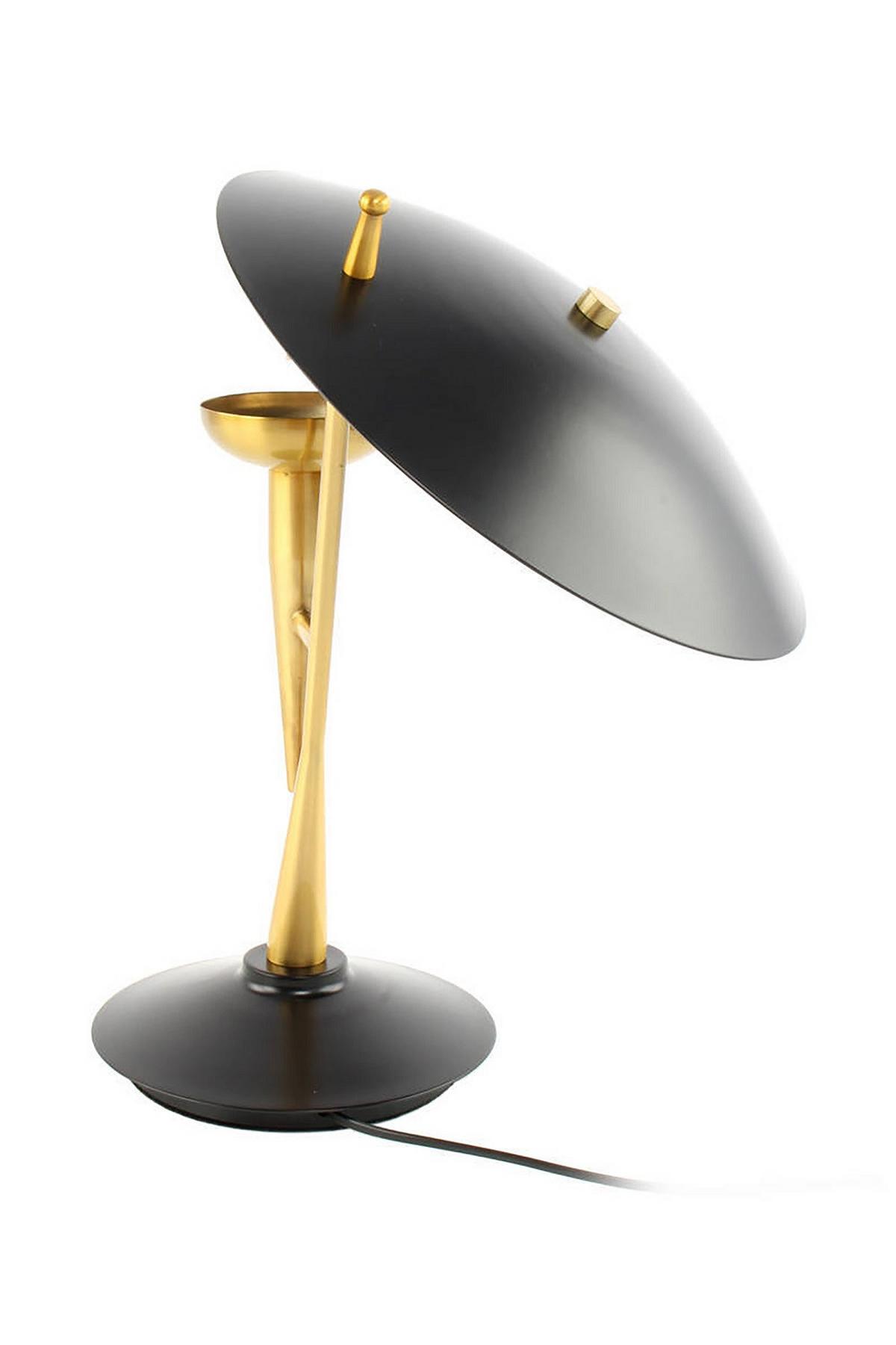 Tischlampe Flyer Schwarz/ Goldfarben - Goldfarben/Schwarz, Trend, Metall (36/36/50cm) - Kayoom