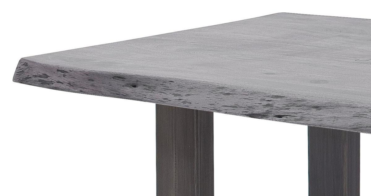 Couchtisch Holz Massiv Cartagena Grau/nickelfarben - Grau/Nickelfarben, MODERN, Holz/Metall (110/45/70cm)
