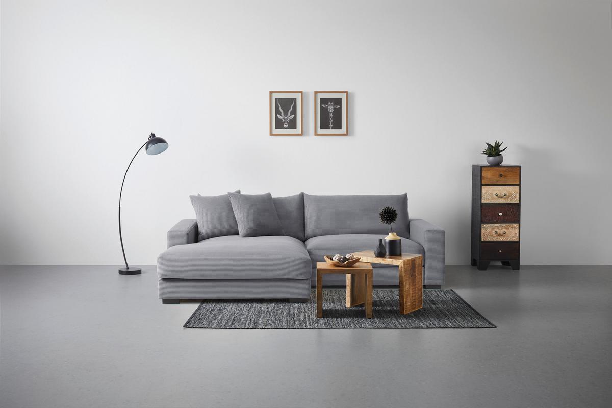 Rohová sedačka PEDRO, ľavá, sivý menčester - sivá, Modern, textil (180/265cm) - Mömax