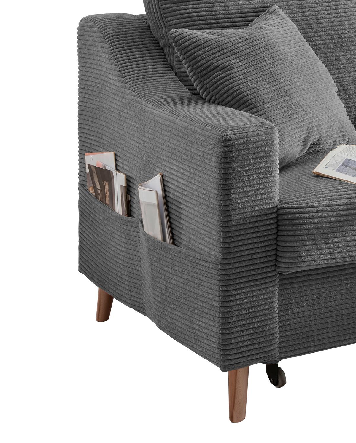 Ecksofa Valentina - Naturfarben/Grau, Design, Textil (228/150cm) - P & B