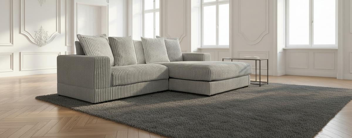 Ecksofa Funny - Taupe/Schwarz, Design, Textil (285/195cm) - MID.YOU