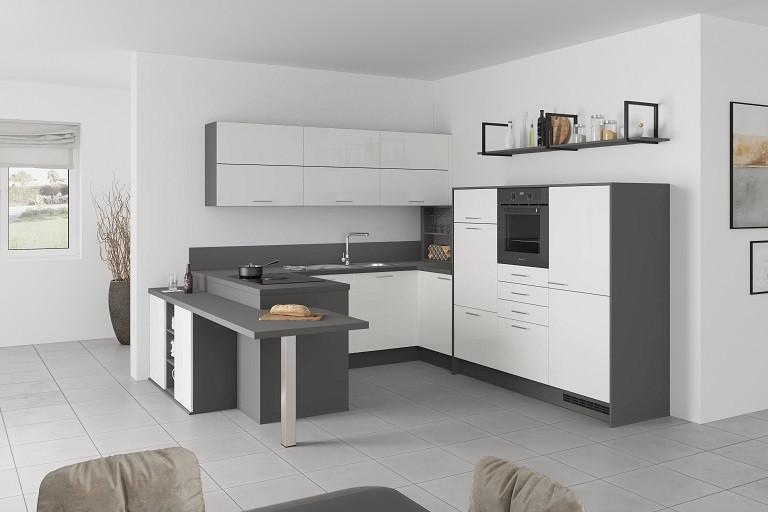 U-küche Ip3150 Grau/grafit 255x294x298 Cm Ohne Geräte - Graphitfarben, MODERN, Holzwerkstoff (255/294/298cm) - Impuls