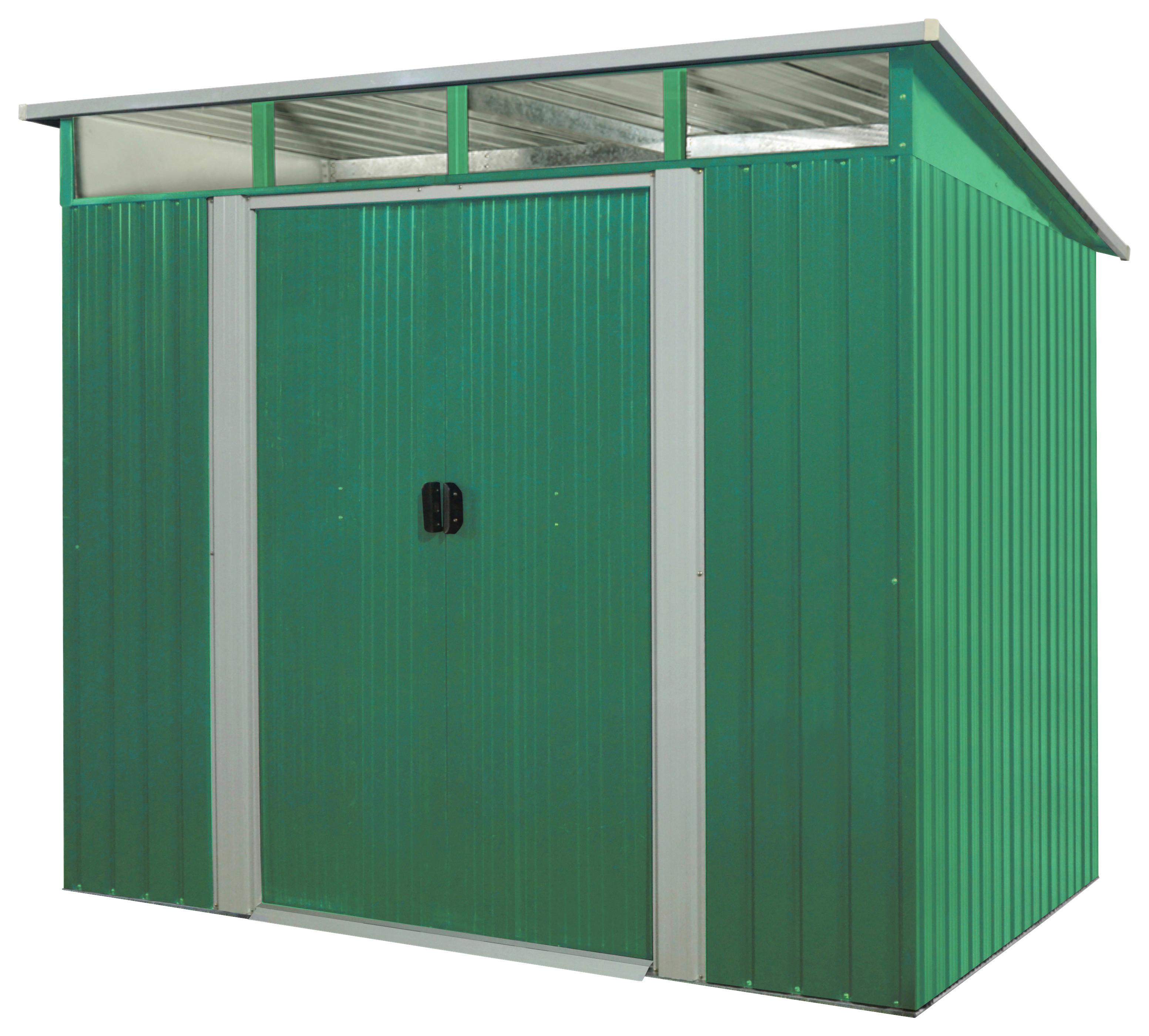 Gerätehaus ohne Boden 238x203x194 cm - Weiß/Grün, Basics, Metall (238/203/194cm)